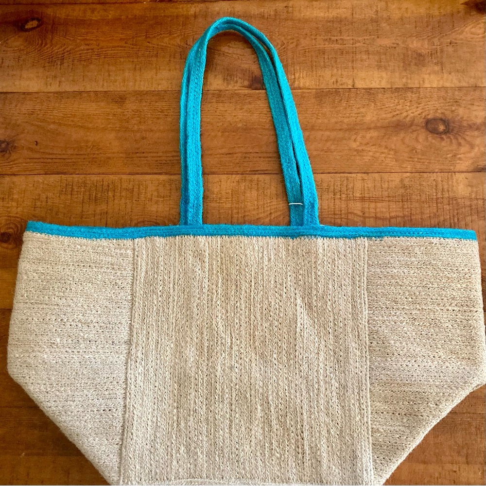 NEW Shiraleah Cici Natural Tote Bag Large Jute Sea Animal Charms Tan  12 x 22 - Picture 11 of 14